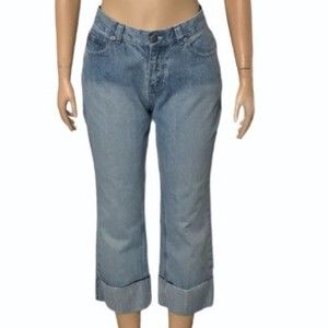 Vintage Lee Riveted Jeans boyfriend cropped cuffed high rise light wash size 8